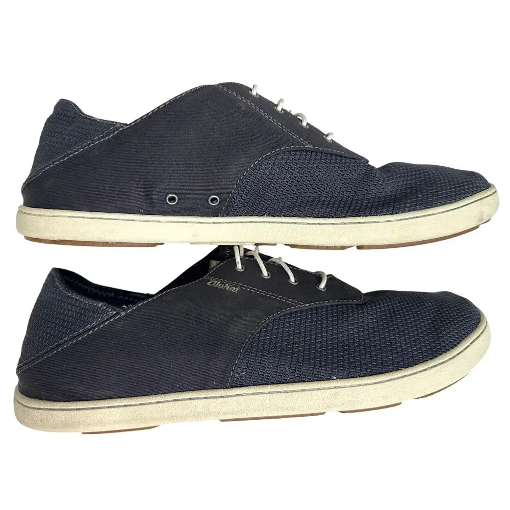 OluKai Nohea Moku Sneakers Men's 12 Black Mesh Lightweight Comfort Shoes EUC